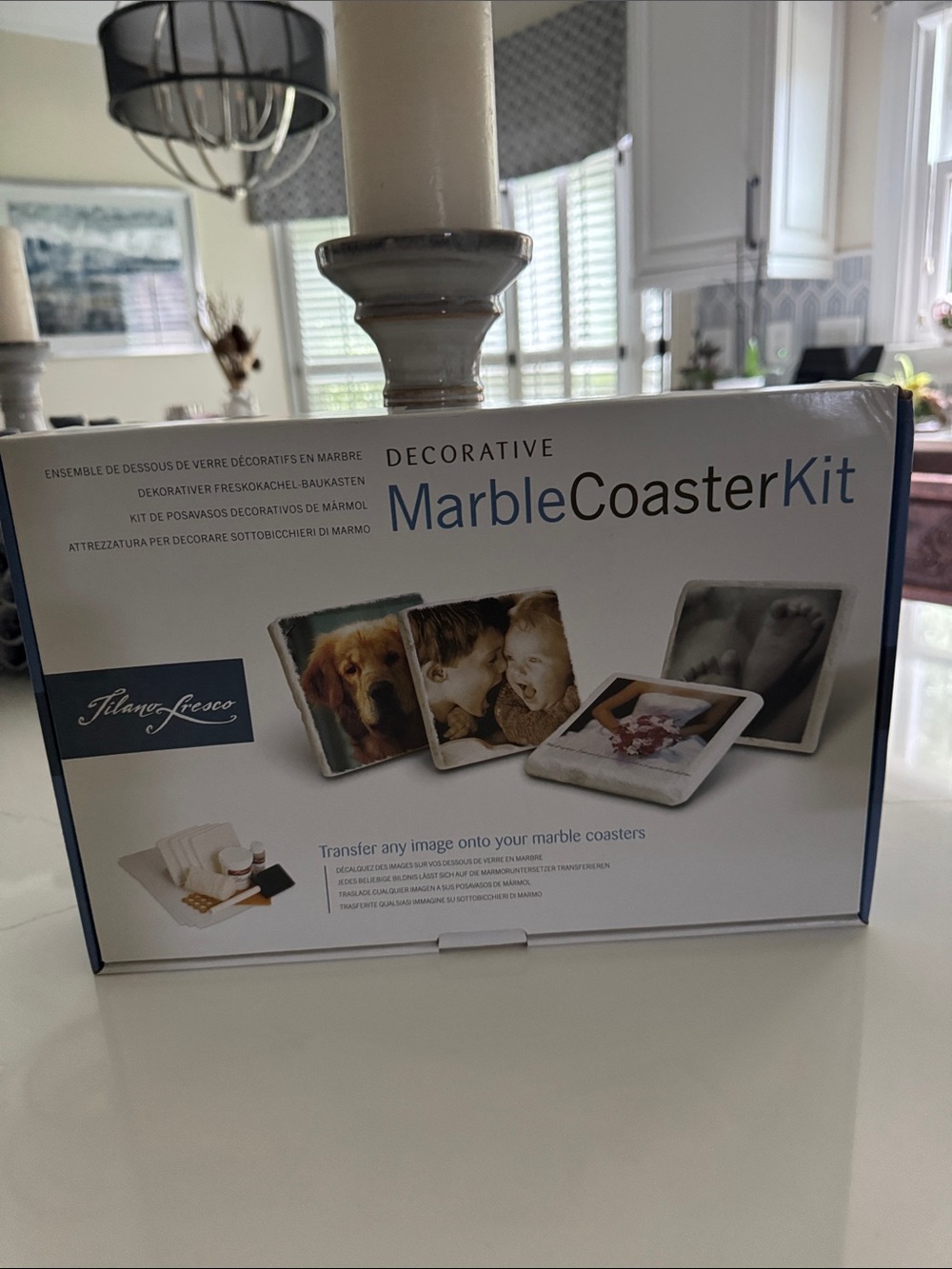 Decorative Marble Coaster Kit - White